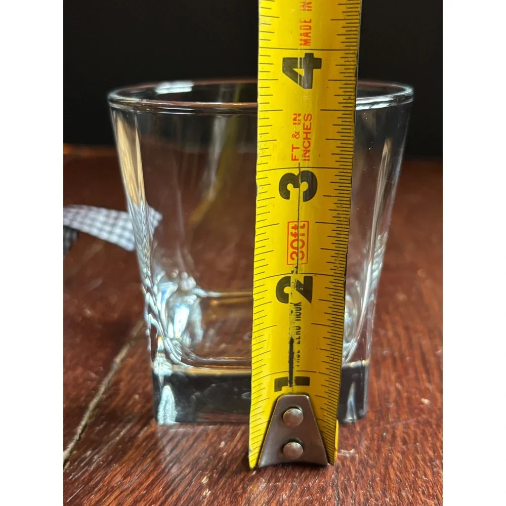 Circleware Whiskey Glass Square Base Round Rim Clear Lowball Rocks Glass